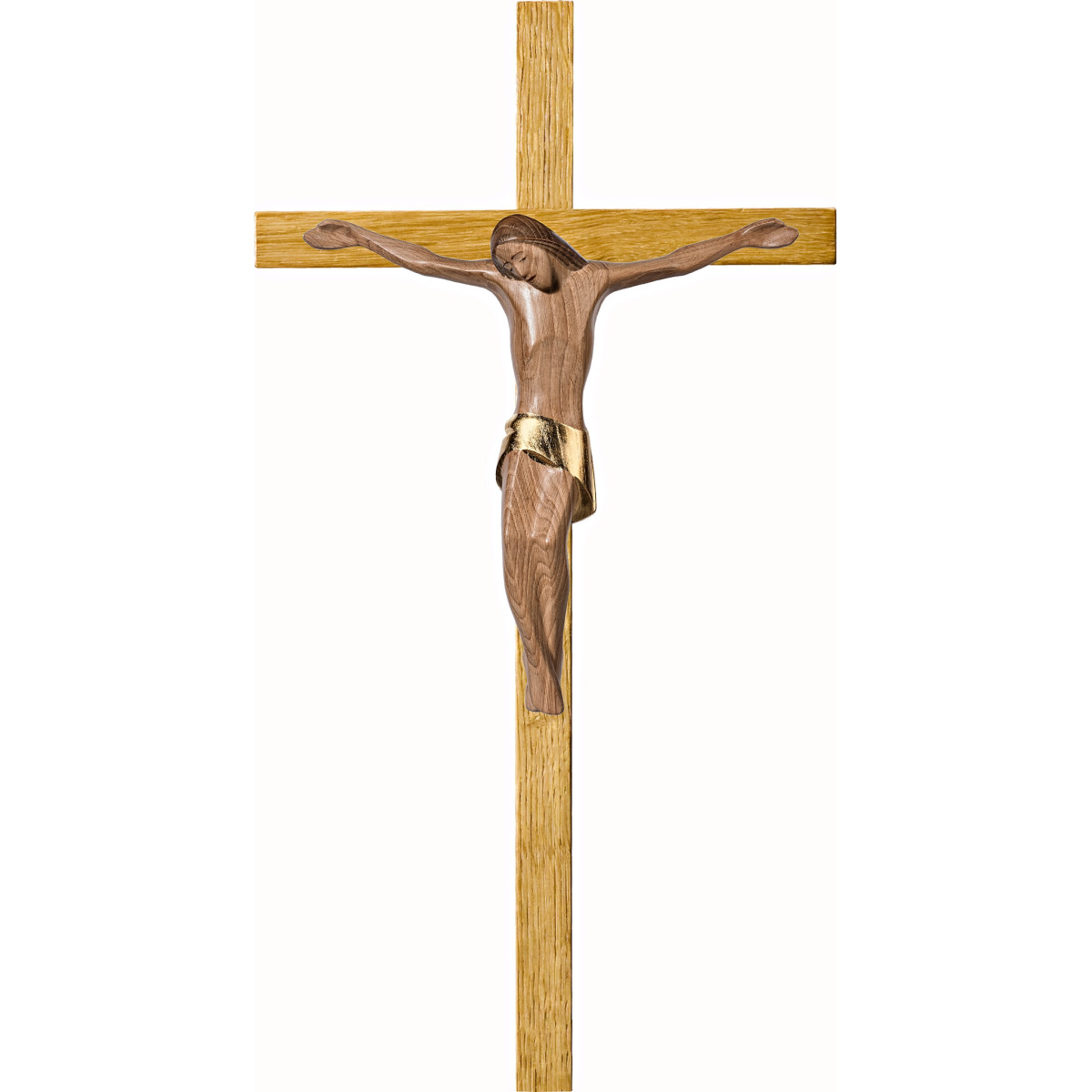 Cristo moderno ROMA en cruz de roble